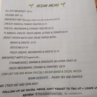 Separate vegan menu at The Island Cove Cafe in Benllech