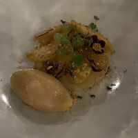 spicy caramelized apple dessert with pear-apple sorbet ice cream  at De Brass Goes in Goes