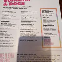 Burger options at Revolution in Manchester