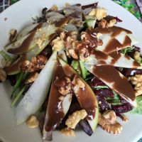 My vegan pasta dish with the smokey flavor and salad. Beautiful and delish! at Kaleidoscope Cafe in Pittsburgh