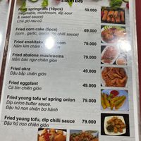 Part of the menu  at Vegito in Phan Thiet