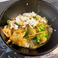 Tofu and heura (vegan meat) curry rice at UDON - Viapol in Sevilla