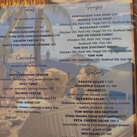 Menu at Coco Locco in Koh Phangan