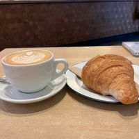 Vegan croissant & oat milk latte at Society Cafe  in Oxford