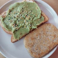 avo toast, hash patty at Golden Hour Bake House in Springfield