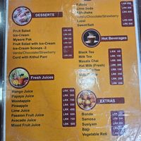 Menu at Hotel Saumiya in Kandy