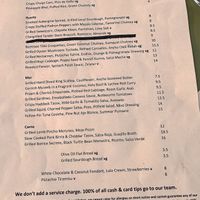 Constantly changing menu sample  at Palmito in Hove