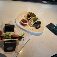 "Vegan Taco," Cauliflower Taco, Portobello and Shishito Taco, Coconut Margarita. All Excellent!  at Cancun Inn in Chester