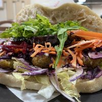 Falafel döner with vegan mayo and hummus  at Eftelya Mediterrane Spezialitäten in Rothenburg Ob Der Tauber