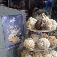 Assortment of vegan Schneeballs  at Backerei Striffler in Rothenburg Ob Der Tauber