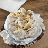 Powdered sugar schneeballen. (With bite taken out whoops)  at Backerei Striffler in Rothenburg Ob Der Tauber