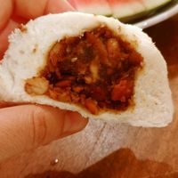 Faux pork bun, got this frozen in Cruelty Free Shop and steamed it, brought to a party. Some omnivores didn't realize it was vegan. at Vegan Grocery Store in Sydney