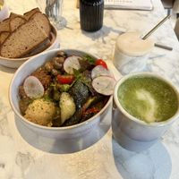 Vegan bowl and match latte   at LUCKY in Moenchengladbach