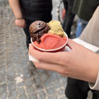 Pistachio, chocolate and strawberry   at Frigidarium in Rome