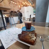 Banana bread toasted with vegan butter at Little Victories in Bristol