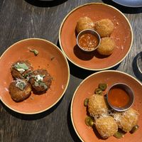 Mac and cheese balls, arrancini’s & lasagna balls  at Nonna Said in Glasgow