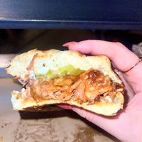 smoked bbq jackfruit sandwich  at Vegan Vibrationz in Plano