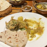 Roti with mixed vegetable curry and Pakora(mixed veggies fried in Besan)  at Sitar Indian & Thai in Sigatoka