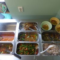 An example buffet with many options (there's more at the non-warm table) at Peace Kitchen - Kallio in Helsinki