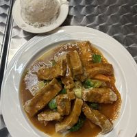 Tofu with peanut saucee  at Bua Thai Cuisine in Washington