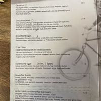 Breakfast options  at Velo Cafe & Bar in Interlaken