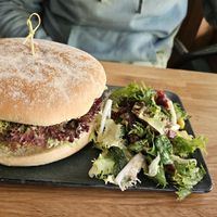 Mega burger at Velo Cafe & Bar in Interlaken