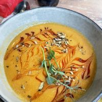 Lentil and carrot soup  at Velo Cafe & Bar in Interlaken