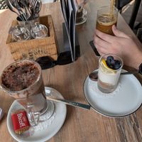 Hot choc and cheesecake at Velo Cafe & Bar in Interlaken