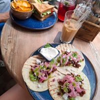 Vegan tacos and vegan club sandwich at Velo Cafe & Bar in Interlaken