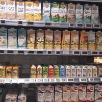 Selection of plant milks at Sequoia - Place Dumon in Brussels