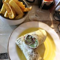 Juicy falafel wrap and crispy french fries at Aperitivo  in Yerevan