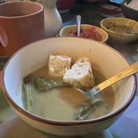 Soup of the day. Beans and turnip greens  at Gira Sol in Tomar