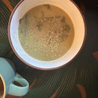 Soup of the day. Beans and turnip greens  at Gira Sol in Tomar