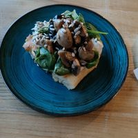 Delicious Mushroom focaccia with eggplant. at Kawastrofa in Wroclaw