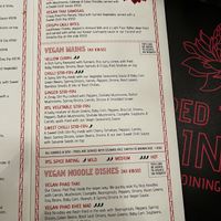 Vegan menu  at Red Torch Ginger in Dublin