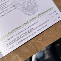 the vegan menu  at Platanus Bar & Food in Kotor