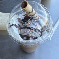 Vegan ice cream milk tea! ❤️ You can choose which flavor to add to your milk tea. They have sooooo many options. I think I ended up choosing cookies and cream 😊  at Happiness Cafe in San Jose