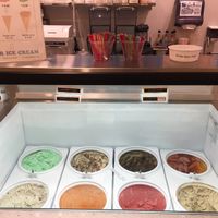 vegan (soy-based) ice cream case at Happiness Cafe in San Jose