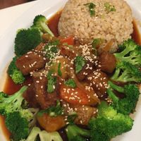  Sweet and sour “pork” dish  at Happiness Cafe in San Jose