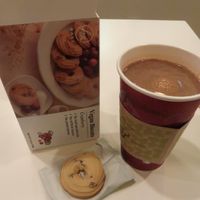 Vegan cookies to take home and hot chocolate at Happiness Cafe in San Jose