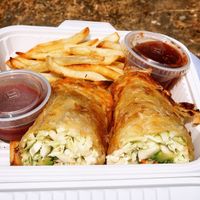 Avocado rolls and a side of fries, delicious! at Happiness Cafe in San Jose