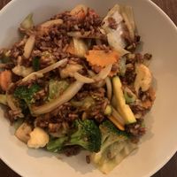 Vegetables and Fried rice￼ at Vegan Plate in Chicago