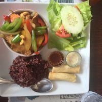 cashew ";chicken";  at Vegan Plate in Chicago