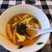 Delicious vegan seafood soup at Vegan Plate in Chicago