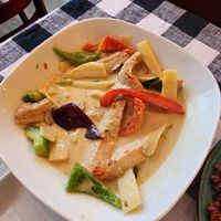 Curry with delicious veggie chicken at Vegan Plate in Chicago