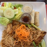 Pas thai lunch special with soy chicken at Vegan Plate in Chicago