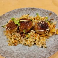 "Not Scallops modified to be vegan on request" at Leader in Cambridge