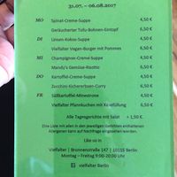 Rough guide to prices at Vielfalter in Berlin