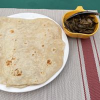 Eggplant curry and naan bread  at Taste of Ceylon in Luang Prabang