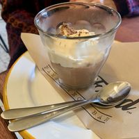 CHOCOLATE MOUSSE W' VANILLA CREAM & BISCOTTI CRUMBS (GF)  at don Fred in Newtown